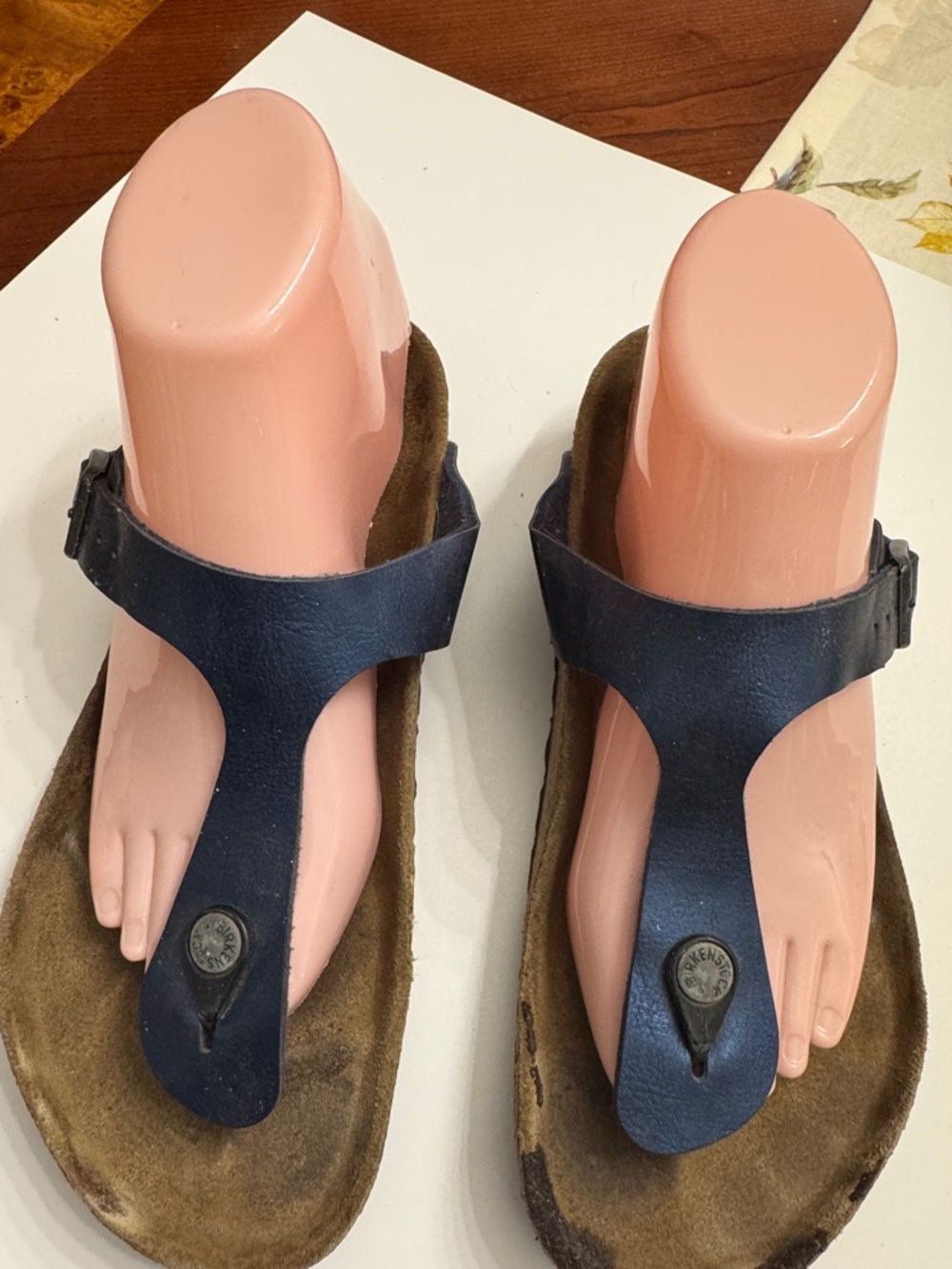 Birkenstock Navy Leather Thong Slipper - Women 39